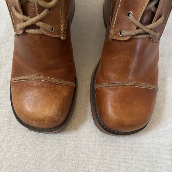 Vintage Harley Davidson Brown Leather Boots Chunky Heel Platform Wooden size 9 - Picture 5 of 8